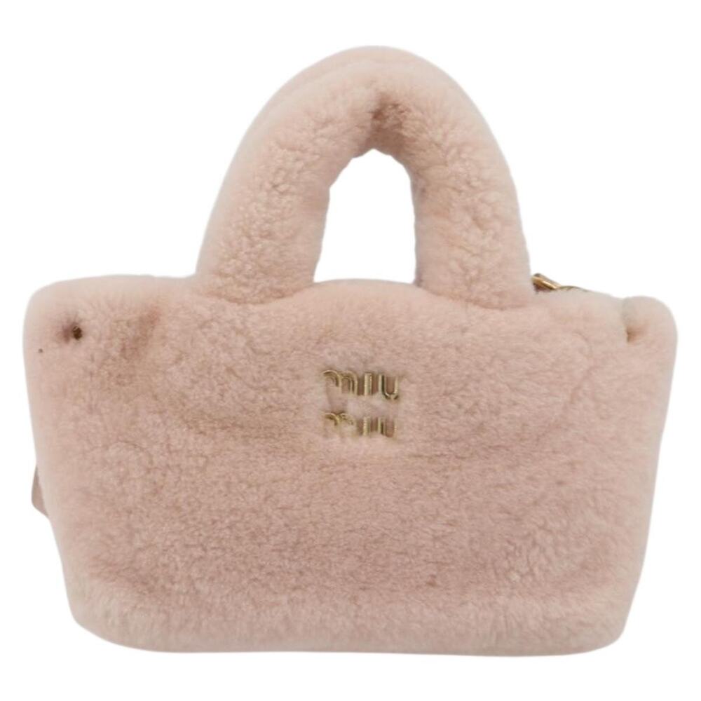 Miu Miu Matelasse Fur Handbag Pink